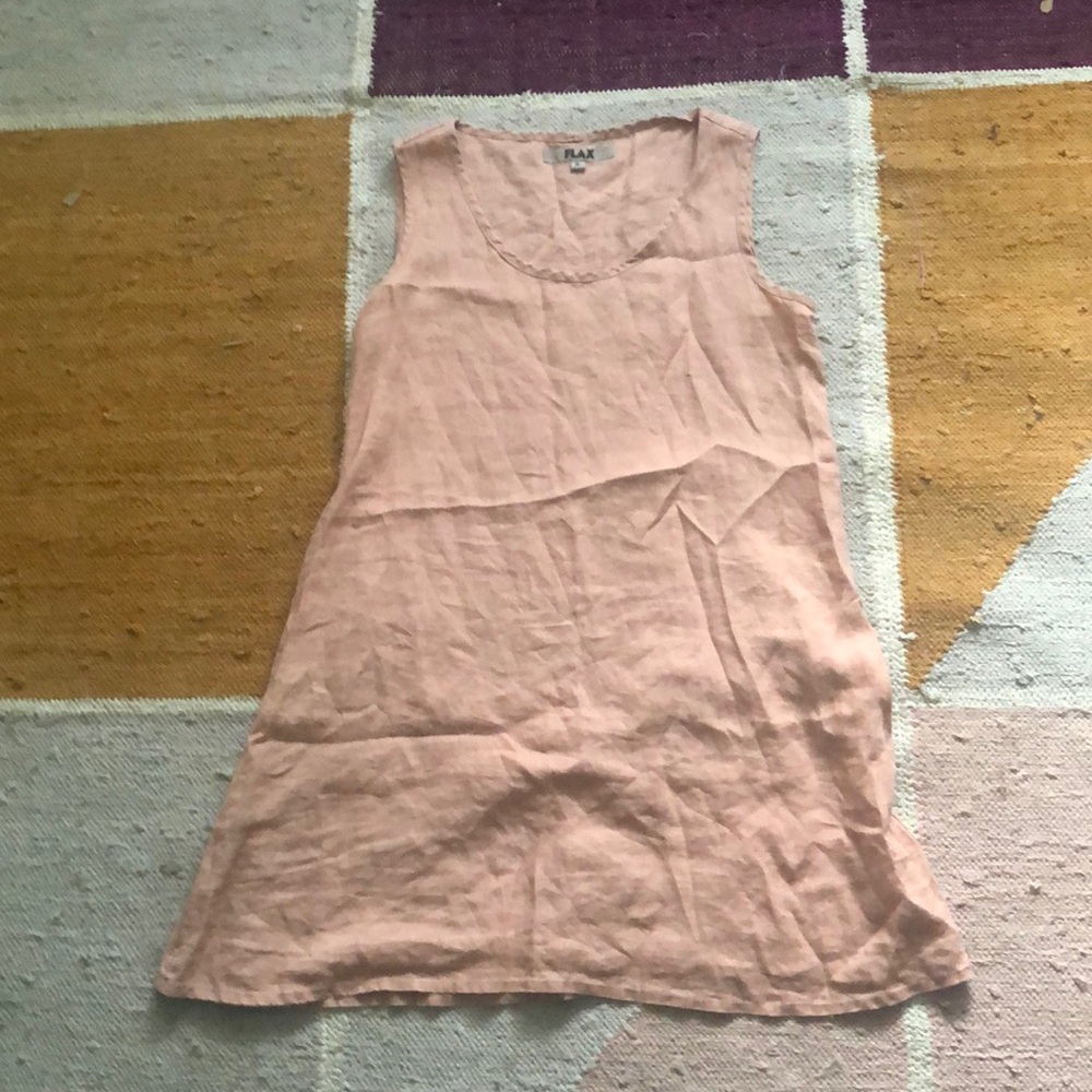 100%l linen flax pink dress